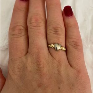 Silver and gold heart ring